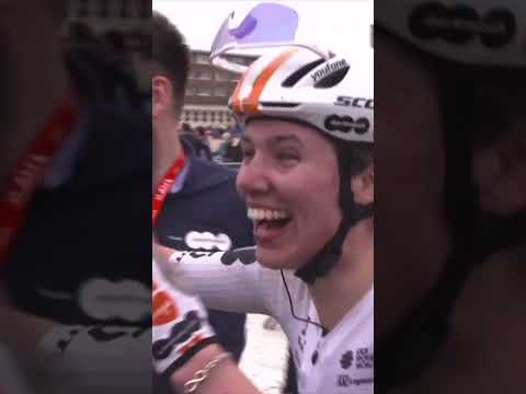 When Pfeiffer Georgi found out she made the podium at Paris-Roubaix in 2024! 👏
