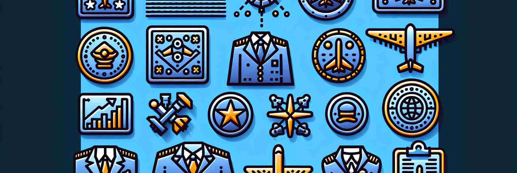 Detailed and in high definition, show an airline introducing new and innovative uniform pins for their employees. The pins must have a unique design, incorporating elements representing flight and hospitality, and should be pinned to the uniform.