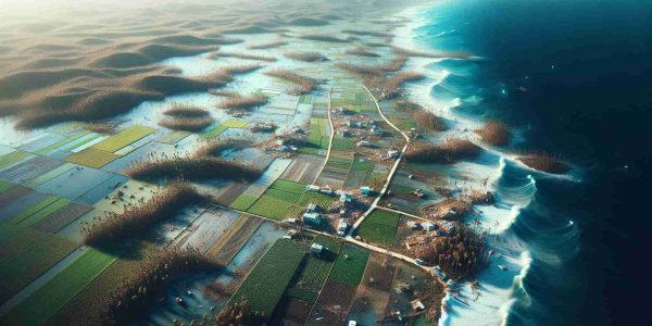 Create a realistic, high-definition image portraying the outcomes of a major hurricane (named Rafael) on agricultural fields in Cuba. The graphic should emphasize the aftermath of the storm on the island's agricultural sector, showing damaged farmlands and potentially destroyed crops.